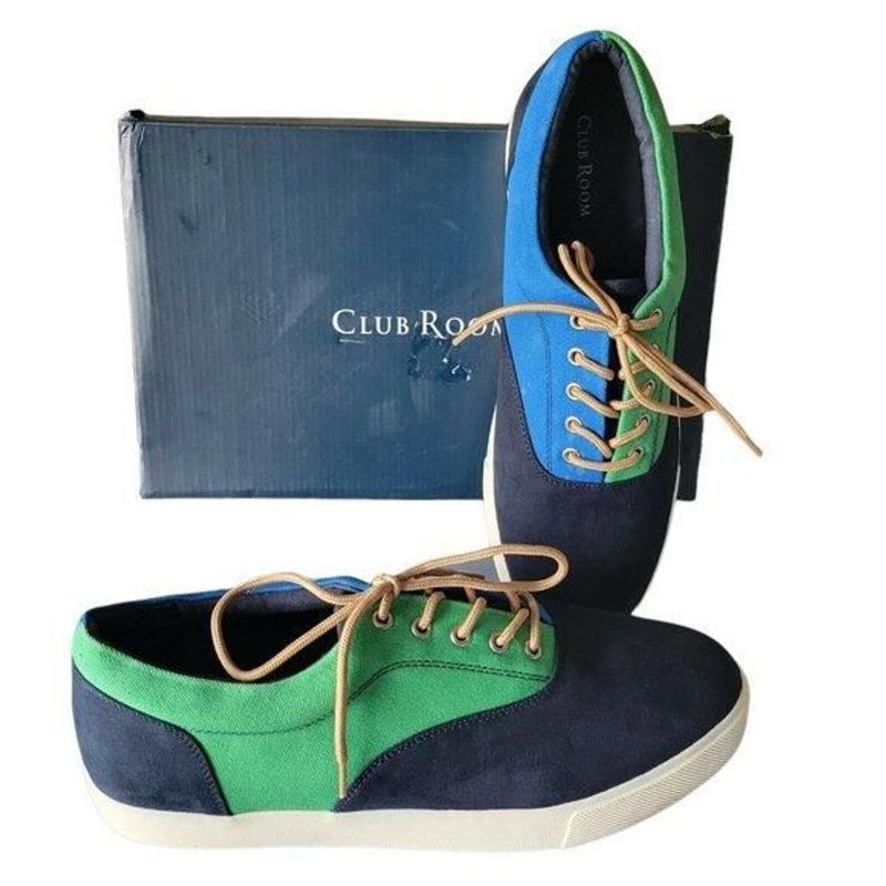 Club Room Men's Colorblocked Lace-Up Sneakers  Color Green/Blue Size 11.5M