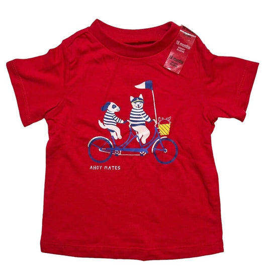 First Impressions Baby Boys Nautical Ahoy Mates Dog Bicycle Tee  Color Red Size 6-9 months