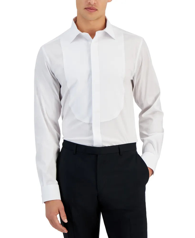 Alfani Men's Slim-Fit Formal Bib-Front Dress Shirt  Color Sierradale White Size 17-17.5 34-35