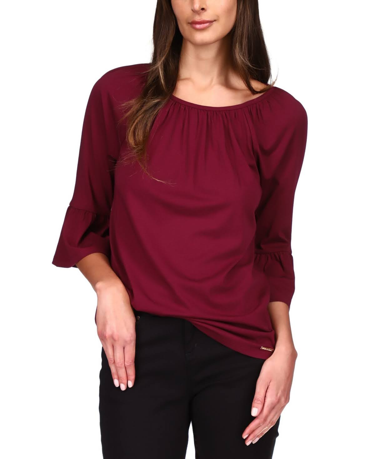 Michael Kors Flared-Sleeve Top  Color Dark Ruby Size S