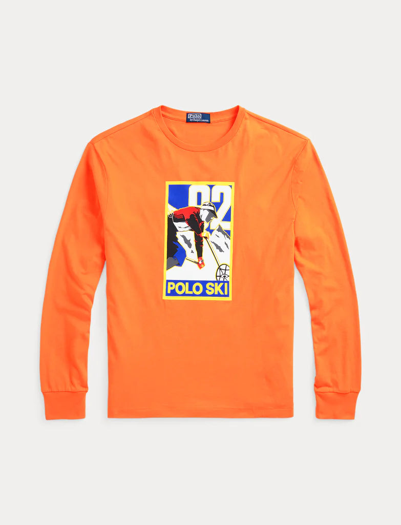 Polo Ralph Lauren Men's Ski 92 Long Sleeve T-Shirt  Color Orange Size 2XL