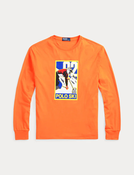 Polo Ralph Lauren Men's Ski 92 Long Sleeve T-Shirt  Color Orange Size 2XL