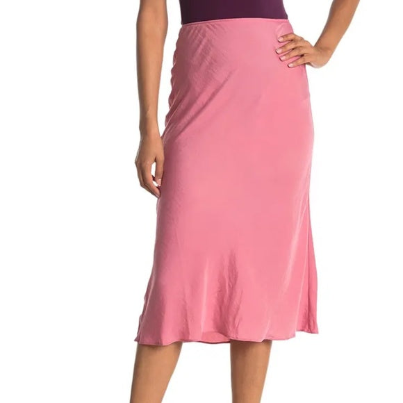 VINCE CAMUTO Elastic Waist Bias Midi Skirt  Color Blushing Size XS