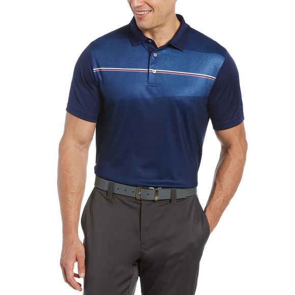 PGA TOUR Men's Chest Stripe Polo Shirt  Color Blue Print Size S