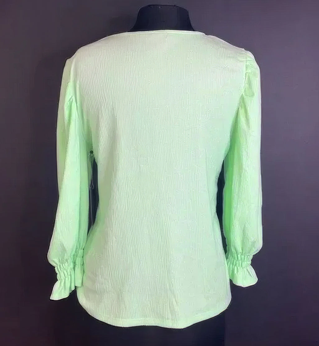 Vince Camuto Women's Smocked-Cuff Puff-Sleeve Top  Color Light Green Size S