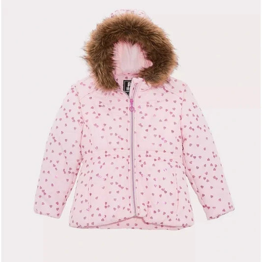 Rothschild Foil Print Puffer Pocket Jacket  Color Pink Hearts Size 3T