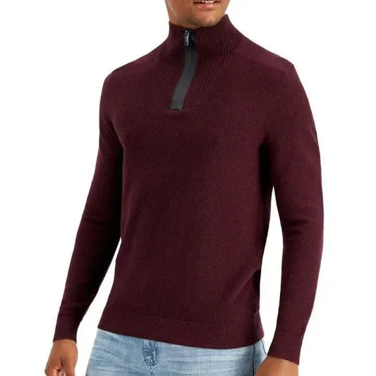 Alfani Men's Quarter-Zip Sweater  Color Port Heather Size L