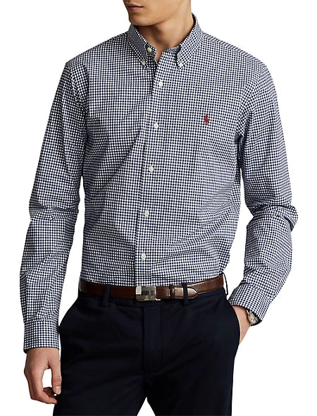 Polo Ralph Lauren Men's Classic-Fit Gingham Stretch Shirt  Color Navy/White Size L