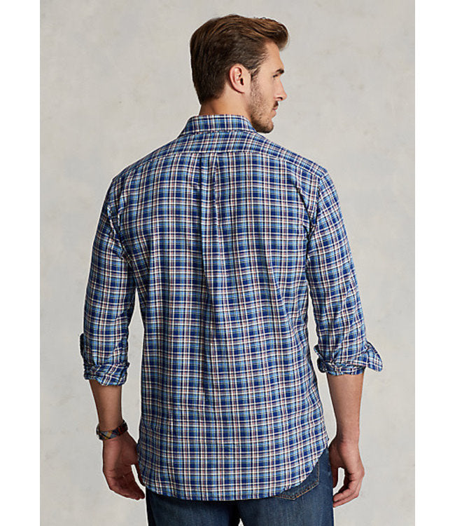 Polo Ralph Lauren Men's Big Tall Classic-Fit Plaid Oxford Shirt  Color Royal/Blue Multi Size XLT