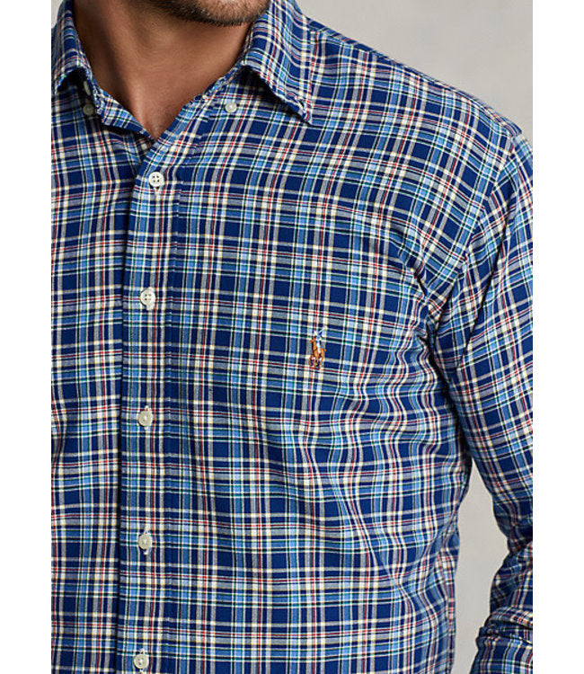 Polo Ralph Lauren Men's Big Tall Classic-Fit Plaid Oxford Shirt  Color Royal/Blue Multi Size XLT