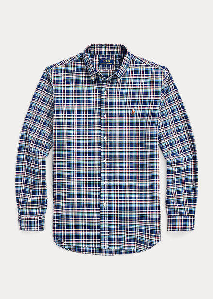 Polo Ralph Lauren Men's Big Tall Classic-Fit Plaid Oxford Shirt  Color Royal/Blue Multi Size XLT