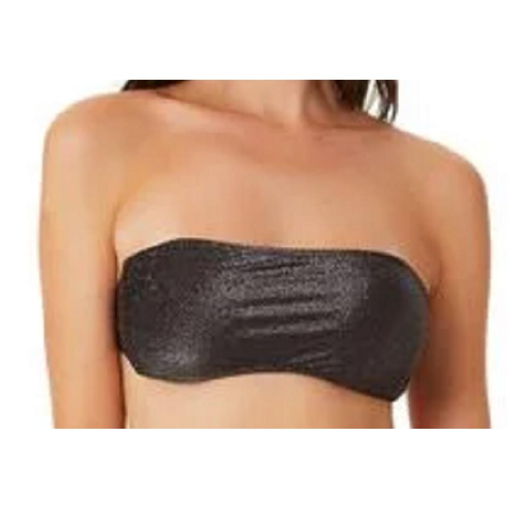 California Waves Juniors Metallic Shine Bandeau Bikini Top  Color Black Size XL