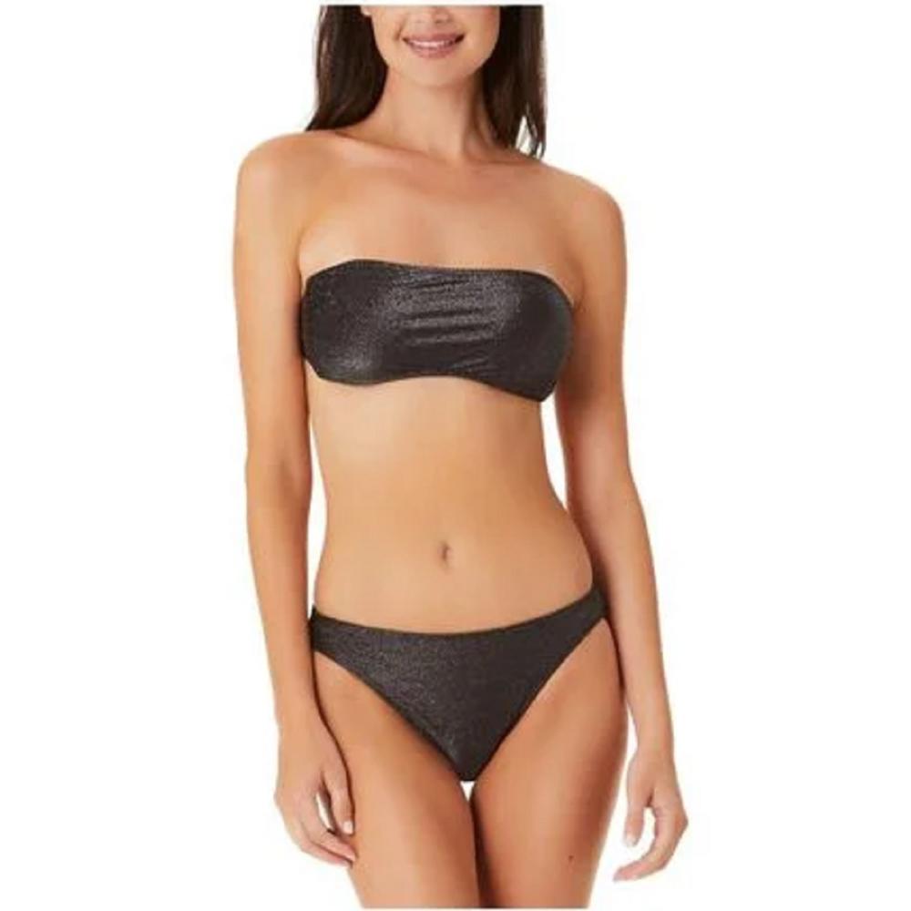 California Waves Juniors Metallic Shine Bandeau Bikini Top  Color Black Size XL