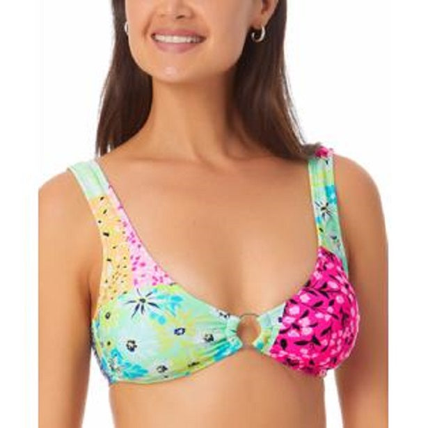 California Waves Juniors Printed Bralette Bikini Top  Color Green Print Size XS