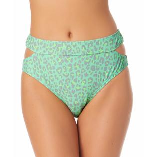 California Waves Juniors Printed Cutout High-Waist Bottom Color Green Print Size M