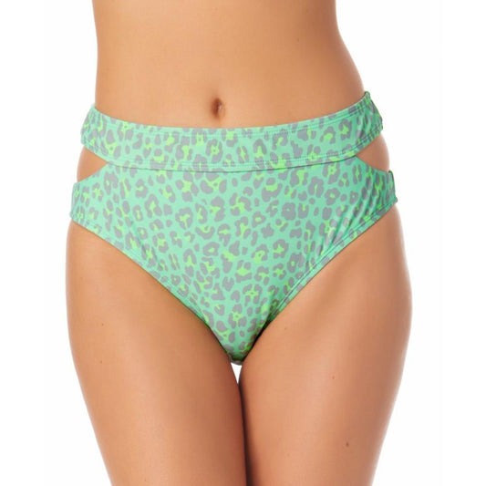 California Waves Juniors Printed Cutout High-Waist Bottom Color Green Print Size M