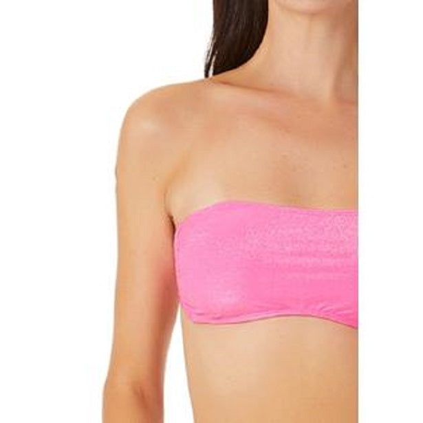 California Waves Juniors Metallic Shine Bandeau Bikini Top  Color Pink Size M