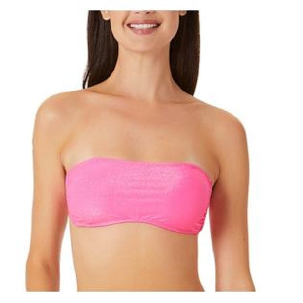 California Waves Juniors Metallic Shine Bandeau Bikini Top  Color Pink Size M