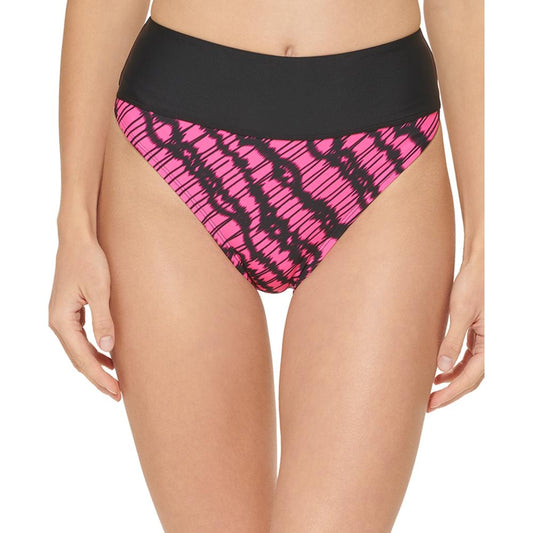 DKNY Women's High-Waist Bikini Bottoms  Color Neon Pink Size L