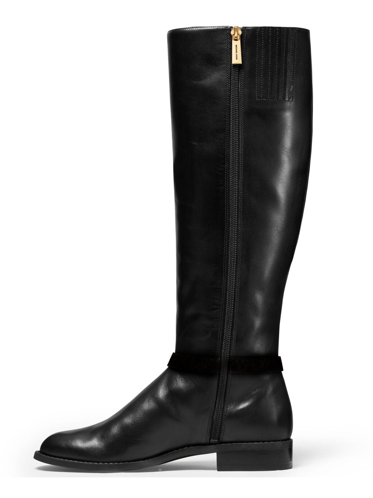 MICHAEL KORS Women's Round Toe Stacked Heel Zip-Up Leather Boots Color Black Size 7M