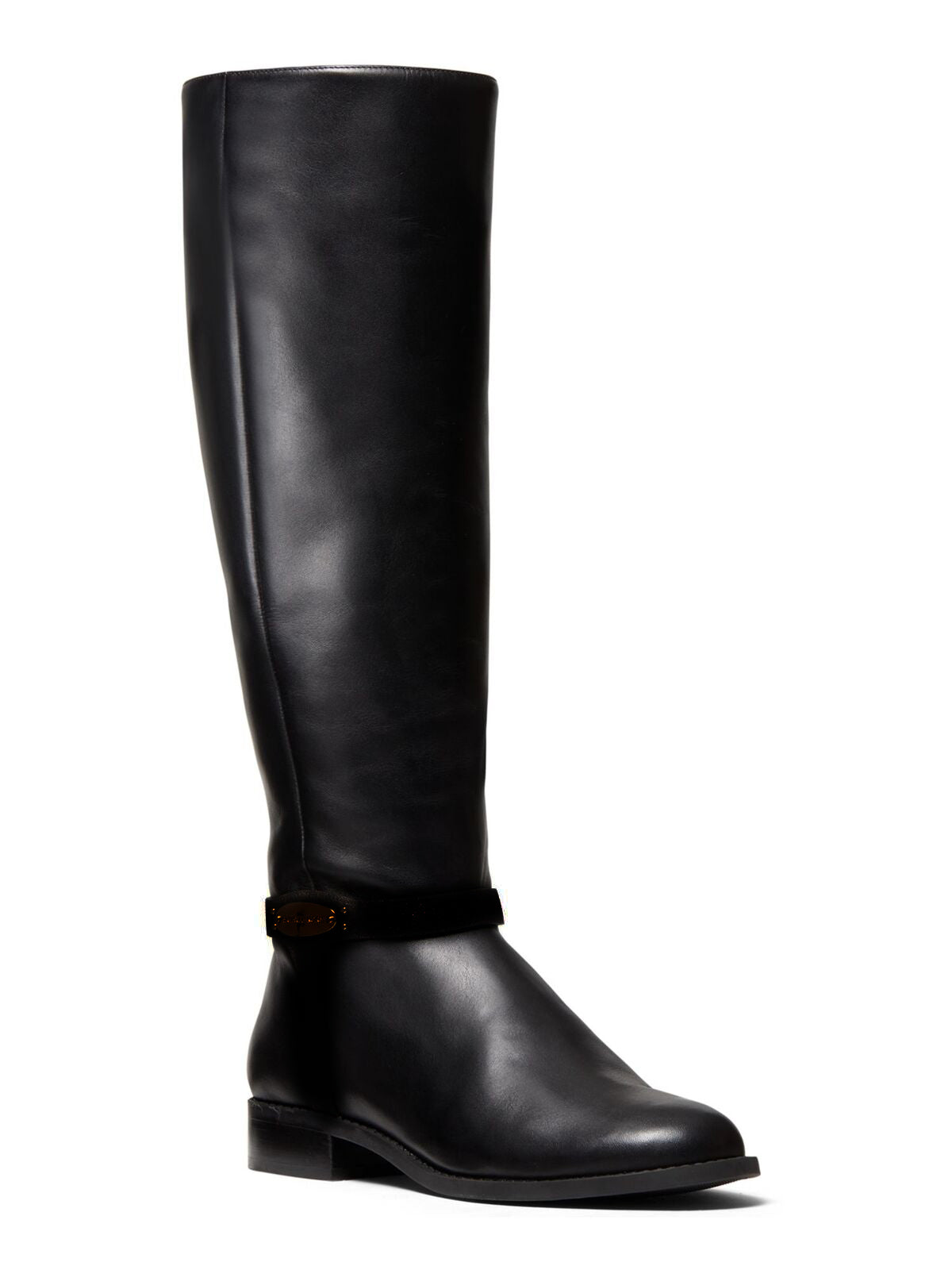 MICHAEL KORS Women's Round Toe Stacked Heel Zip-Up Leather Boots Color Black Size 7M