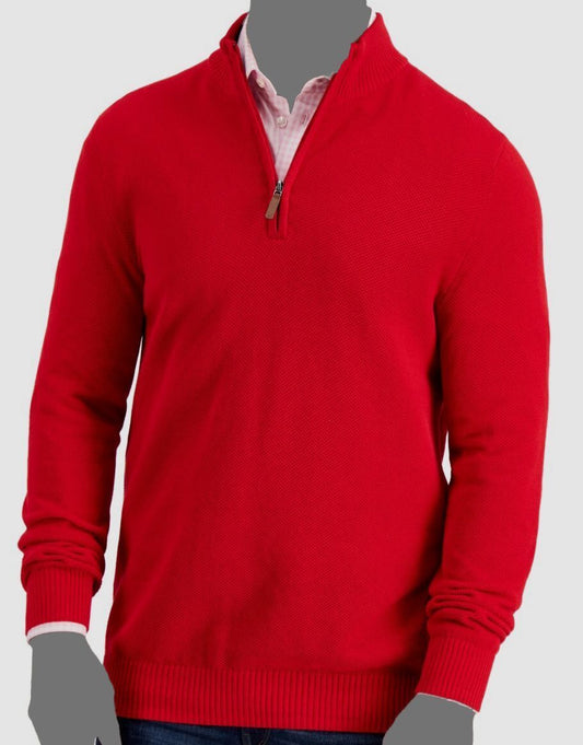 Club Room Men's Quarter-Zip Cotton Sweater  Color Ablaze Size S