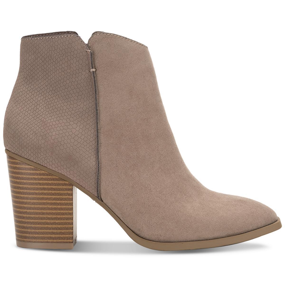 Sun + Stone Women's Graceyy Zip Block-Heeled Booties  Color Taupe Size 11M