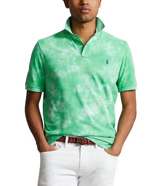 Polo Ralph Lauren Men's Classic-Fit Tie-Dye Mesh Polo Shirt  Color Green Size M