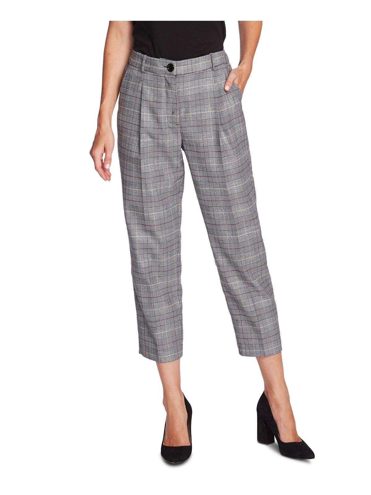 Vince Camuto Women's Wear To Work Straight Leg Pants  Color Black Plaid Size 12