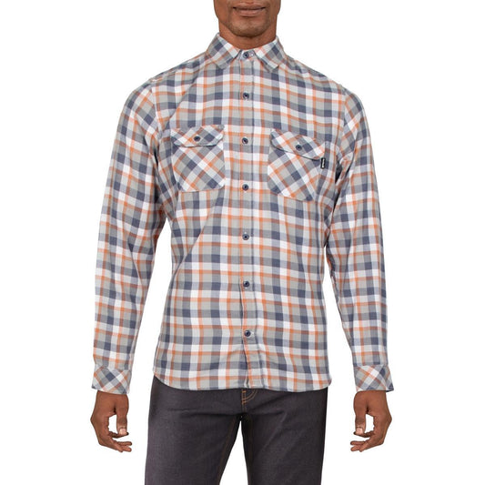 Hurley Men's Flannel Burnout Long Sleeves Button-Down Shirt  Color Diffused Blue Size S