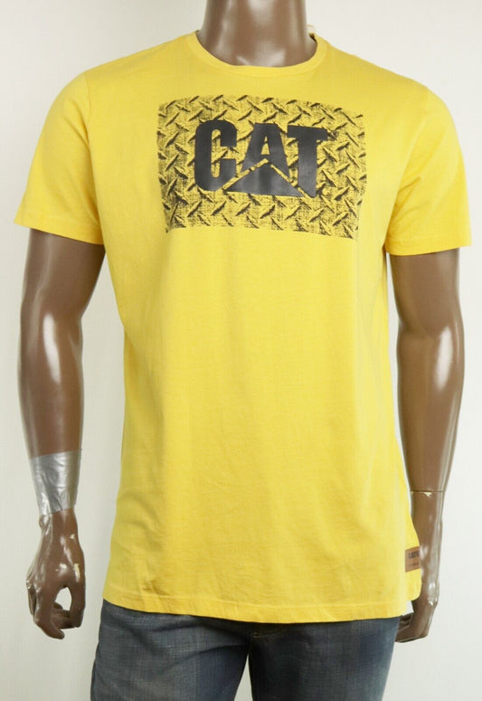 Caterpillar Men's  CAT Logo Crew Neck Cotton T-Shirt  Color Yellow Size 2XL