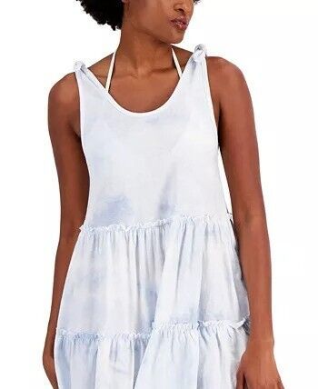 Miken Juniors Cotton Tie-Dye-Print Cover Up  Color White/Hydrangea Size M