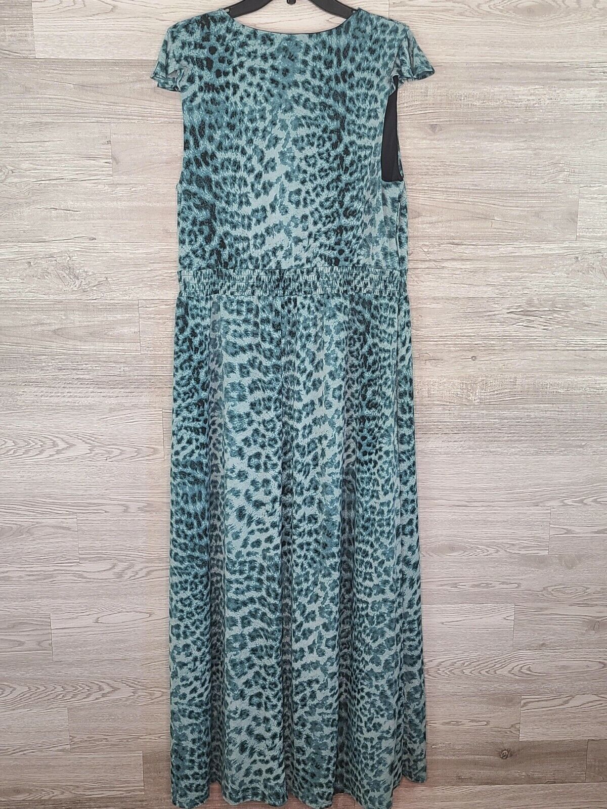 INC International Concepts Women's Ruffled Surplice Maxi Dress Color Turquoise Leopard Size XL