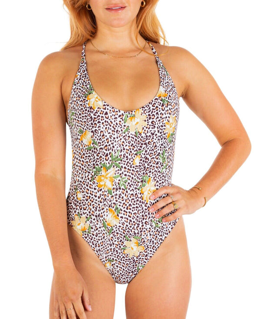 Hurley Juniors Printed One-Piece Cheeky One Piece Swimsuit  Color Jungle Cat Size XS