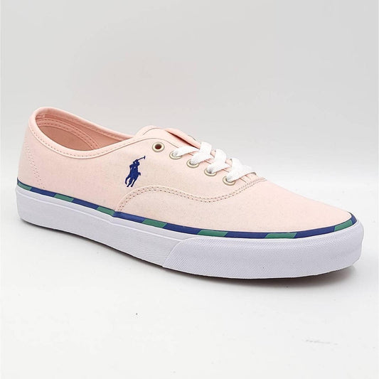 Polo Ralph Lauren Mens Keaton Leather-Trim Canvas Sneaker  Color Carmel Pink Size 11.5