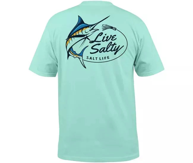 Salt Life Men's Salty Marlin Short Sleeve T-Shirt  Color Aruba Blue Size XL