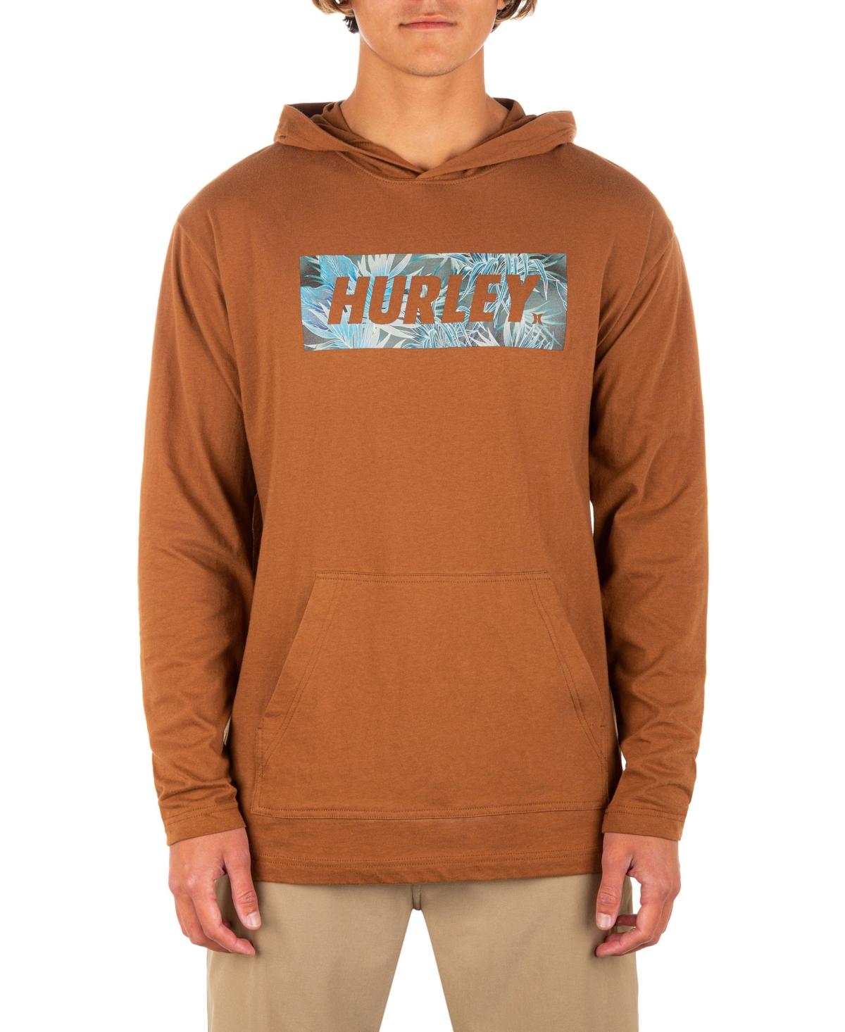 Hurley Men's Fastlane Hooded Long Sleeve T-Shirt  Color Ale Brown Size 2XL