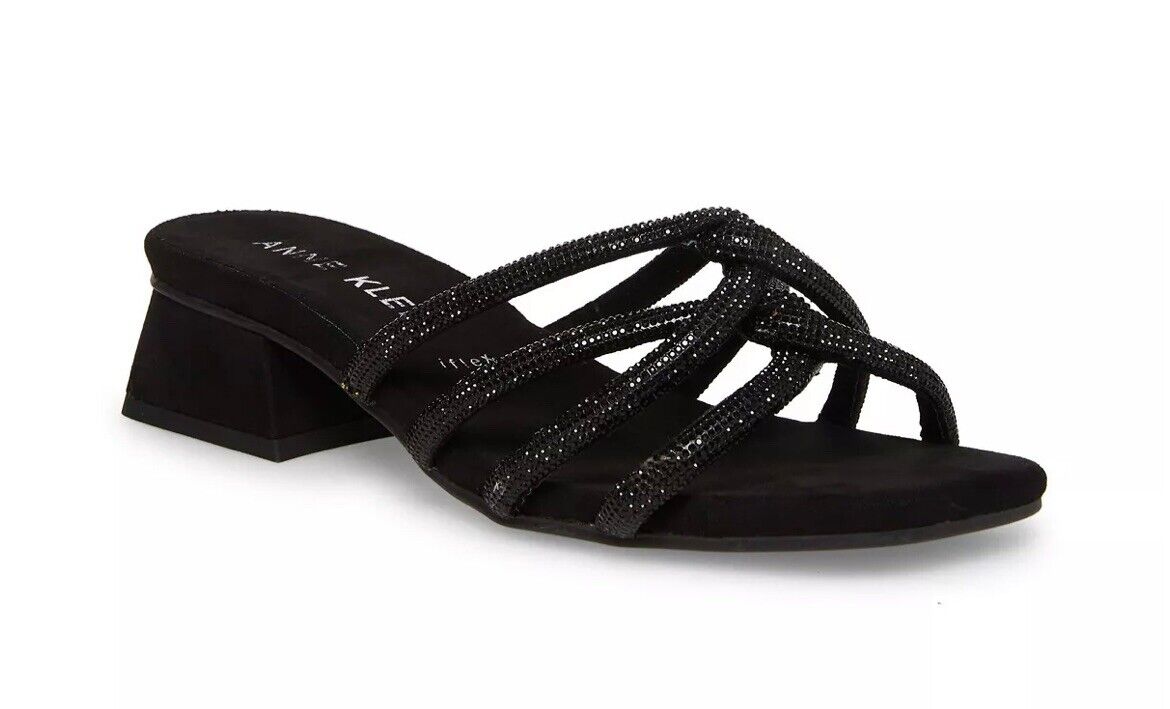 Anne Klein Women's Nikole Sandals  Color Black Crystal Size 8M