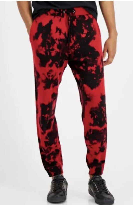 INC International Concepts Men's Cashmere Tie-Dye Jogger Pants  Color Red Wash Size 2XL