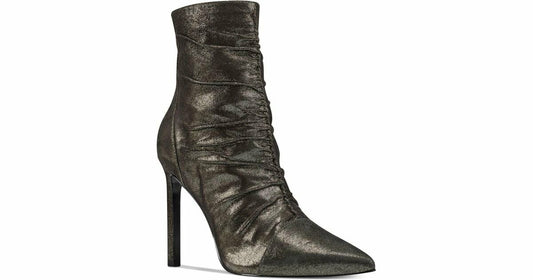 Nine West Women's TIAA Suede Ankle Boots   Color Black/Gold Size 5.5M