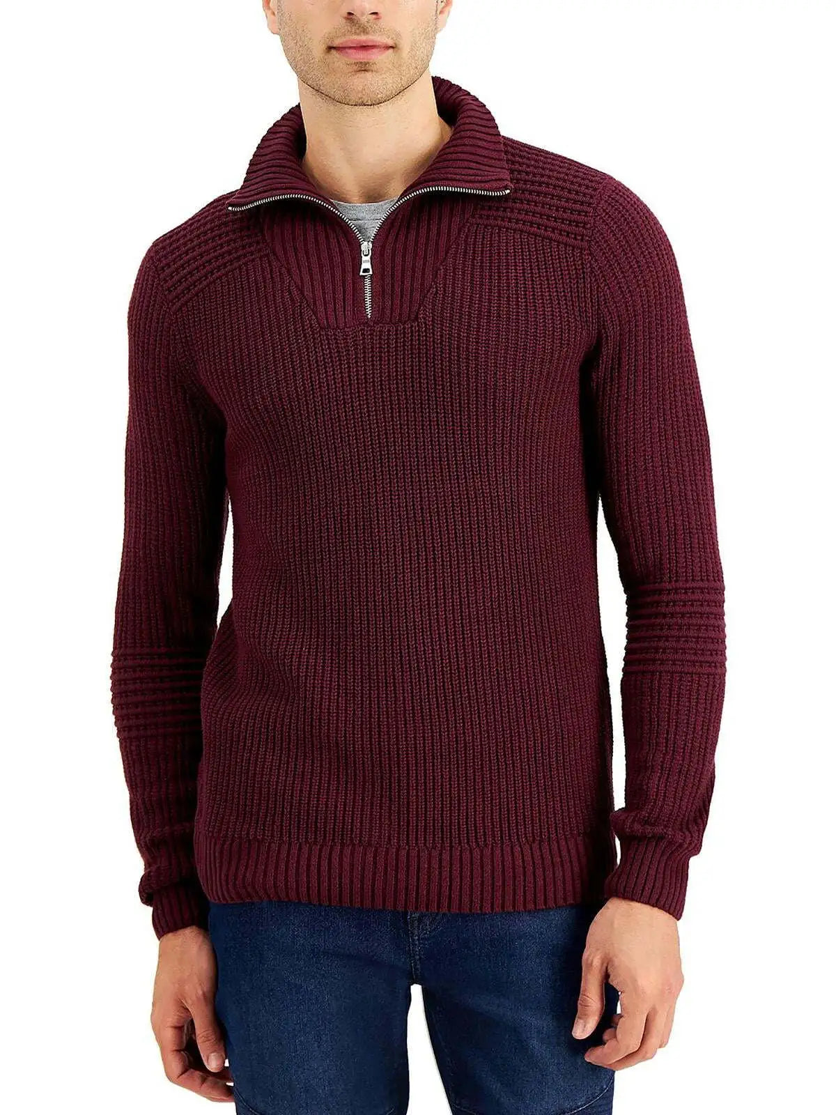 INC International Concepts Men's Matthew Quarter-Zip Sweater  Color Port Size 2XL