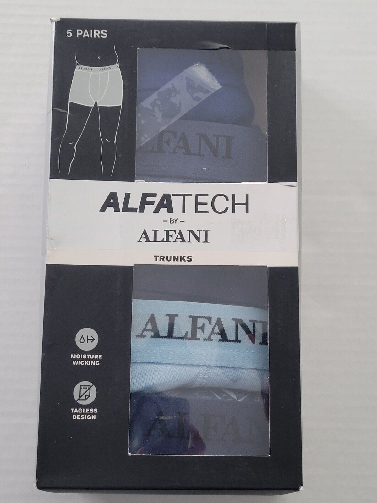 Alfani Men's 5-Pk. Moisture-Wicking Trunk Underwear  Color Blue Size XL