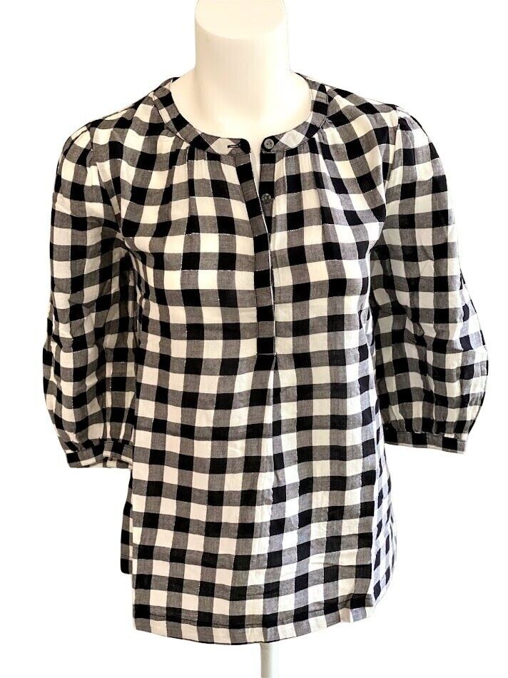 Style & Co Women's Buffalo Plaid Shirt Top Color Metallic Sparkle Size L