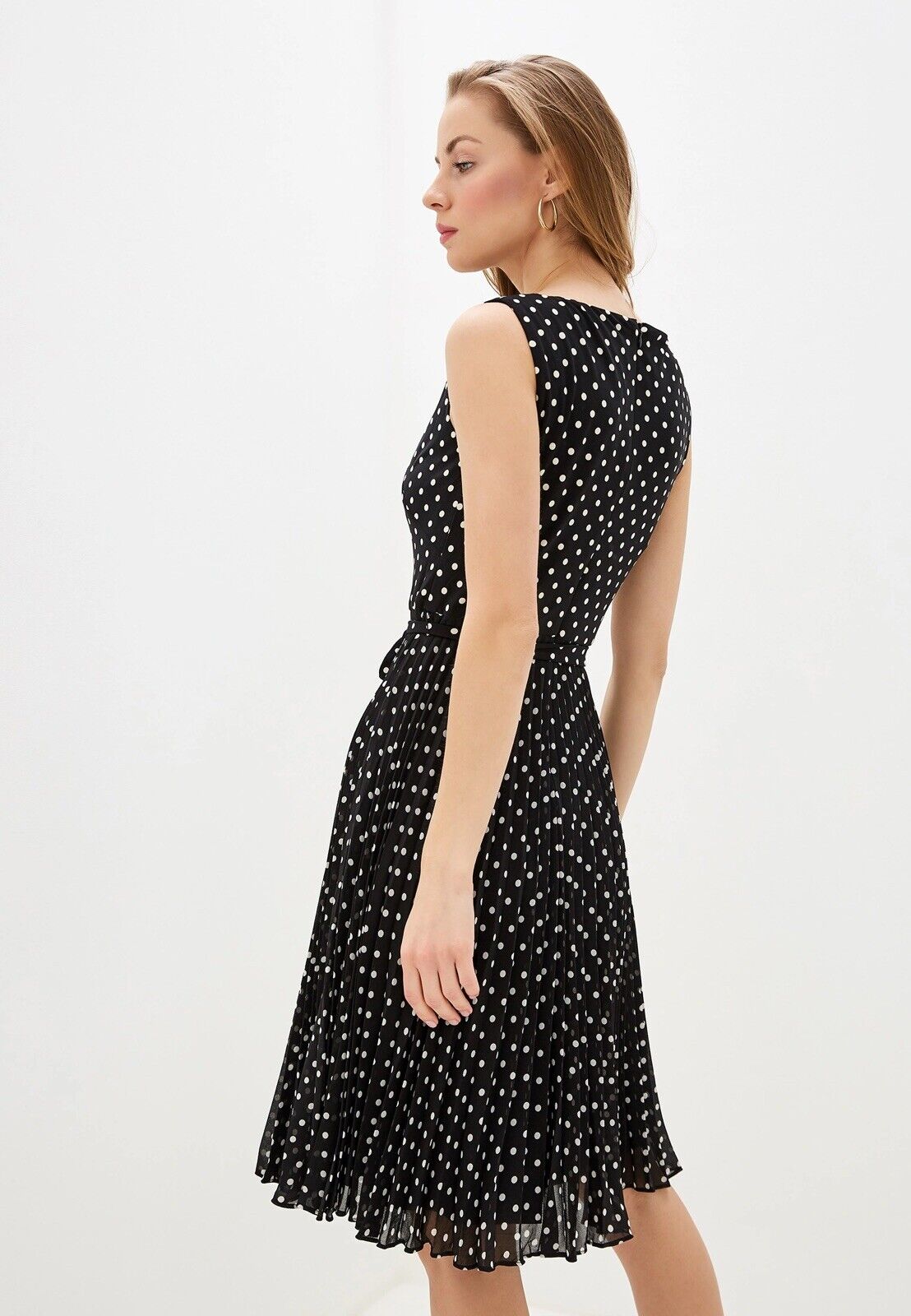 Lauren Ralph Lauren Florin Polka Dot Belt Dress  Color Black/White Size 4