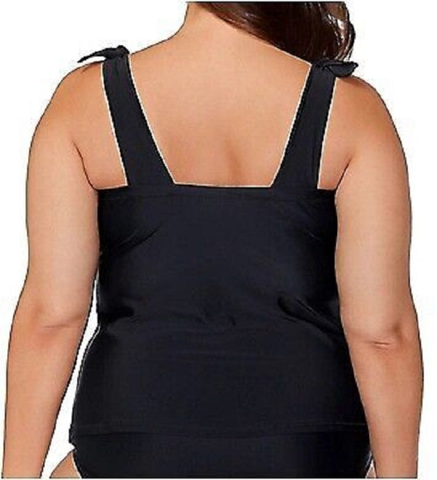 Raisins Curve Trendy Plus Size Tiempo Underwire Tankini Top  Color Black Size 14W