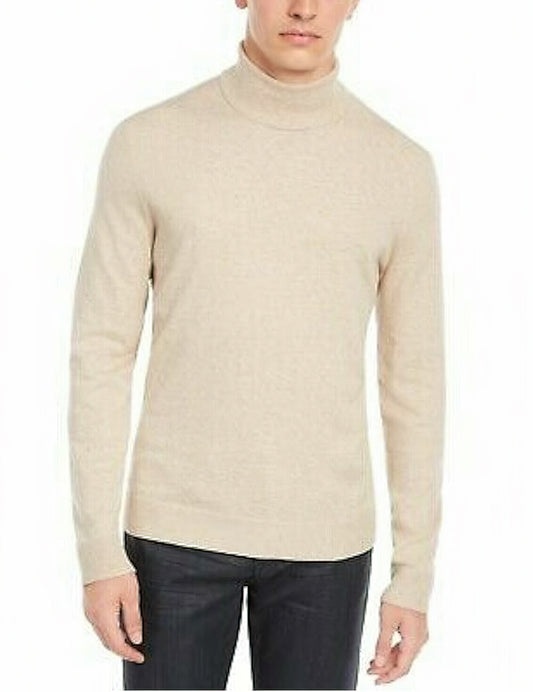 ALFANI Men's Long Sleeve Turtle Neck Classic Fit Pullover Sweater  Color Beige Size XL