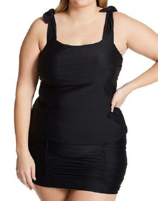 Raisins Curve Trendy Plus Size Tiempo Underwire Tankini Top  Color Black Size 14W