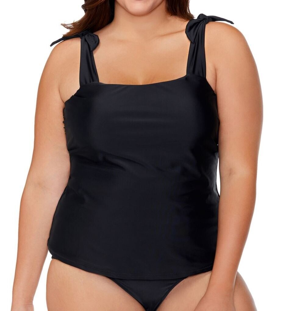 Raisins Curve Trendy Plus Size Tiempo Underwire Tankini Top  Color Black Size 14W