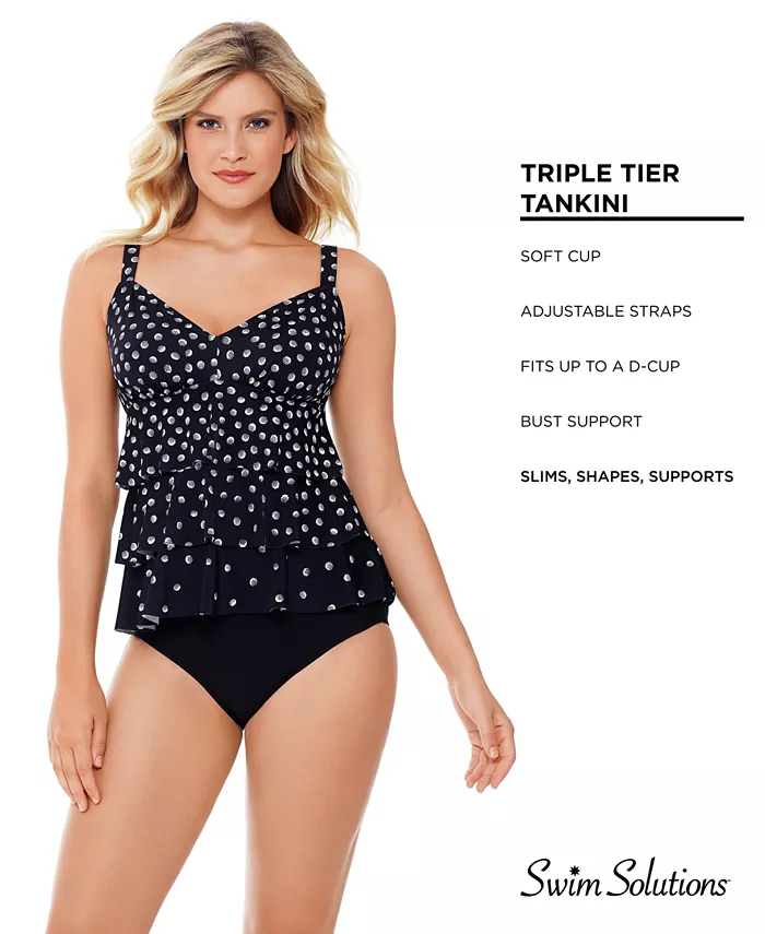 Swim Solutions GALACTICA Printed Triple Tiered Tankini Top