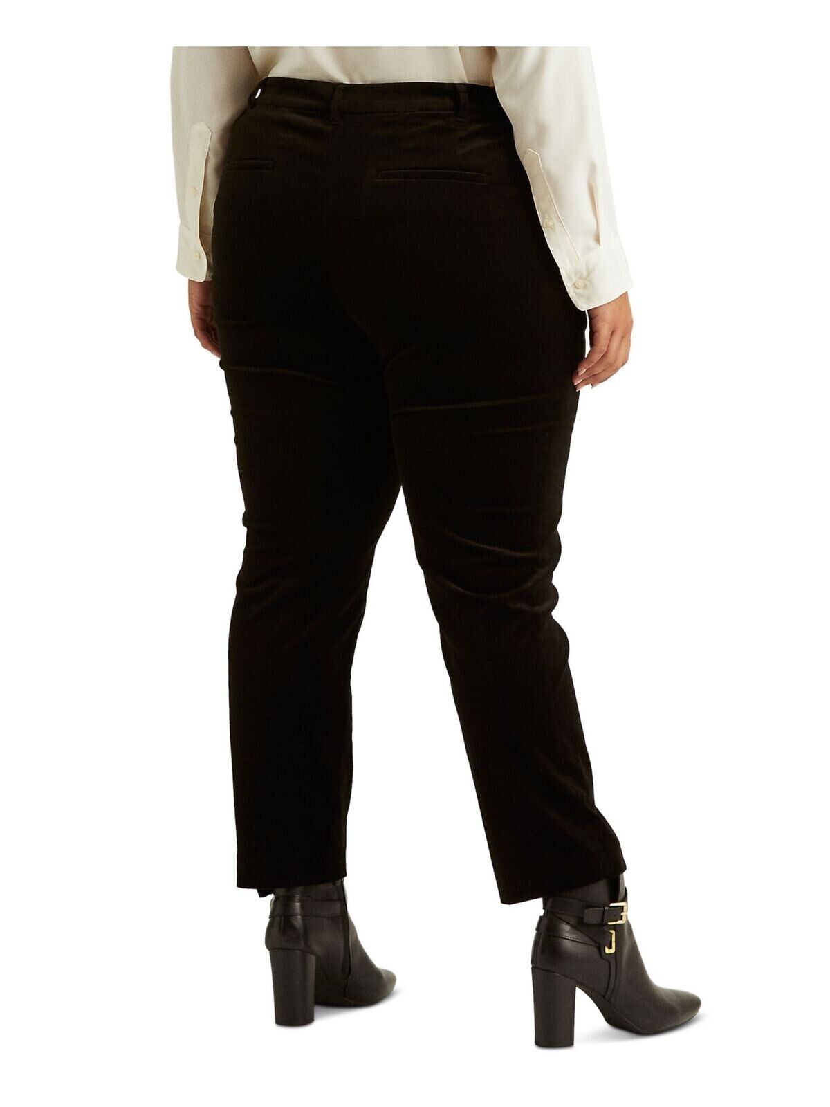 Lauren Ralph Lauren Plus-Size Faux Pockets Velvet Wear To Work Pants  Color Polo Black Size 16W